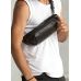 Чоловіча шкіряна сумка через плече бананка Sambag Holster MSH чорна з перфорацією