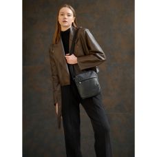 Шкіряна сумка через плече месенджер Sambag Makros чорна