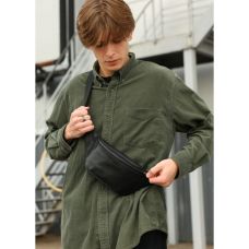 Сумка на пояс бананка шкіряна Sambag Tirso Noir Dark чорний