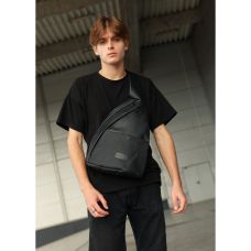 Cумка через плече слінг Sambag Brooklyn MSH чорний з перфорацією
