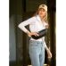Жіноча  шкіряна сумка через плече бананка Sambag Holster MSH чорна  з перфорацією