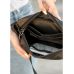Жіноча  шкіряна сумка через плече бананка Sambag Holster MSH чорна  з перфорацією