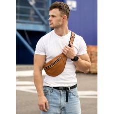 Чоловіча сумка на пояс бананка Sambag Soho BSS Натуральна руда шкіра 
