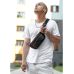 Чоловіча сумка на пояс бананка шкіряна Sambag Tirso Axis чорний