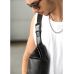 Чоловіча шкіряна  сумка через плече бананка Sambag Holster MSH чорна з перфорацією