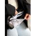 Сумка через плече бананка Sambag Holster MSH серая тканева з квітковим білим принтом 