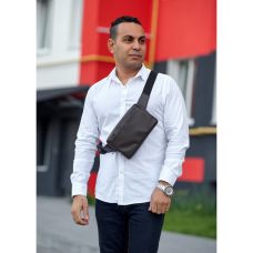 Чоловіча шкіряна сумка бананка Sambag 0ST коричнева шкіра