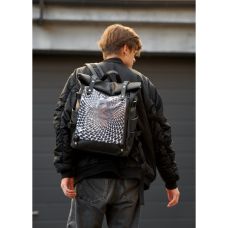 Чоловічий рюкзак Sambag RollTop Hacking чорний принт "Illusion"