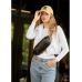 Жіноча шкіряна сумка через плече бананка Sambag Holster MSH чорна з перфорацією