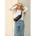 Жіноча шкіряна сумка через плече бананка Sambag Holster MSH чорна з перфорацією