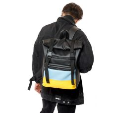 Рюкзак чоловічий ролл Sambag RollTop LTH чорний з прапором України