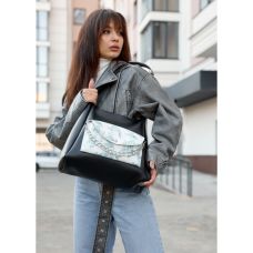 Жіноча сумка Sambag HOBO Bliss  чорна принт "Palm"