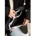 Сумка через плече бананка Sambag Holster MSH чорна тканева з квітковим білим принтом 