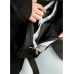 Сумка через плече бананка Sambag Holster MSH чорна тканева з квітковим білим принтом 