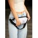 Сумка через плече бананка Sambag Holster MSH чорна тканева з квітковим білим принтом 