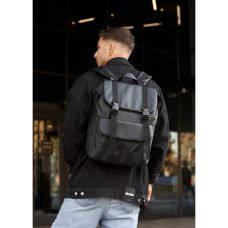 Чоловічий рюкзак ролл Sambag  Loft Zard чорний з клапаном