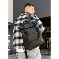 Чоловічий рюкзак ролл Sambag RollTop Milton Flap чорний