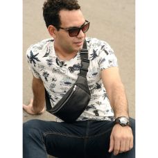 Сумка на пояс бананка з натуральної шкіри Sambag Tirso Noir чорна
