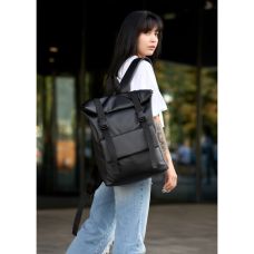 Рюкзак ролл Sambag жіночий RollTop Milton чорний з клапаном